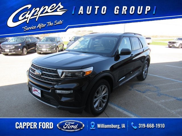 2023 Ford Explorer XLT in Agate Black Metallic — front three-quarter view