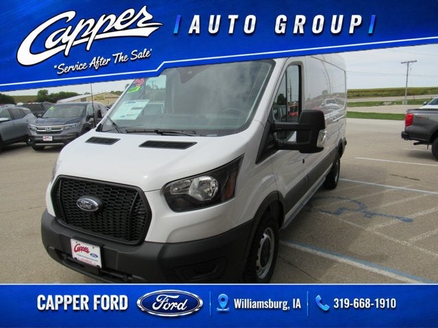 2025 Ford Transit Cargo Van XL Medium Roof in Oxford White — front three-quarter view
