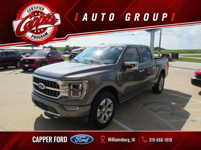 2023 Ford F-150 Platinum in Carbonized Gray Metallic — front three-quarter view
