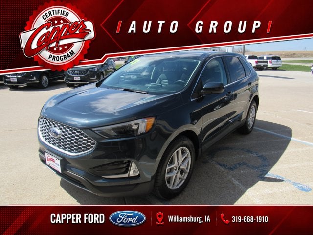 2023 Ford Edge SEL in Stone Blue Metallic — front three-quarter view