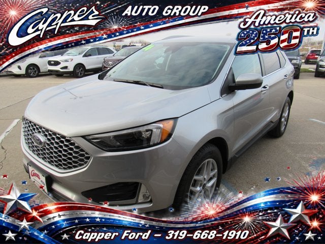 2024 Ford Edge SEL in Iconic Silver Metallic — front three-quarter view