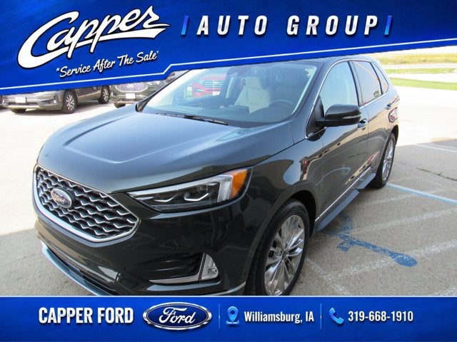 2024 Ford Edge Titanium in Forged Green Metallic — front three-quarter view